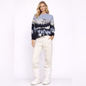 Aspen Alpine Mountain Intarsia Sweater – Size Small – Après Ski Chalet Knit